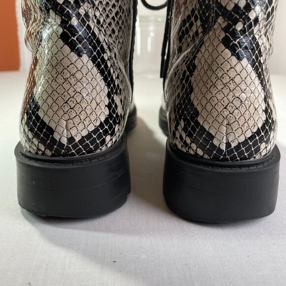Paolo Trinity Boots Snakeskin Print Moto Combat Lace Up Zipper Size 8 - Picture 8 of 11